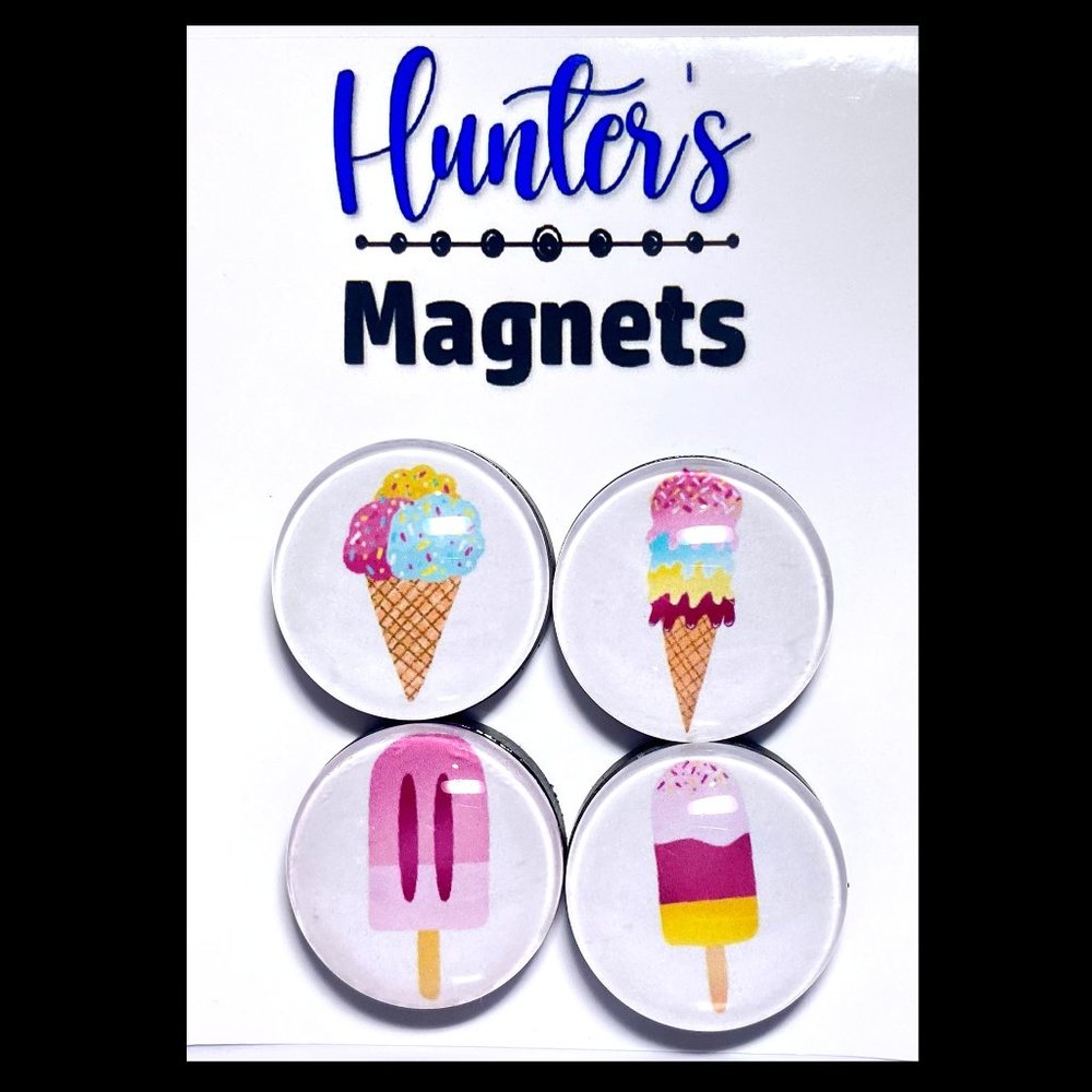 Set of 4 Magnets - Summertime Ice Cream Glass Refrigerator Kitchen Whiteboard